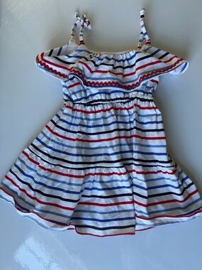Janie and Jack Dress Baby Toddler 18-24 Months Patriotic Red White Blue Stripes